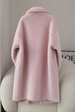 Cappotto marrone notched lapel long teddy wool