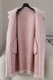 Cappotto marrone notched lapel long teddy wool