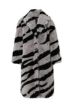 Zebra grigio scuro modello imitazione oversize lungo pelliccia finta Shearling cappotto