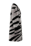 Zebra grigio scuro modello imitazione oversize lungo pelliccia finta Shearling cappotto