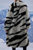 Zebra grigio scuro modello imitazione oversize lungo pelliccia finta Shearling cappotto