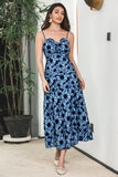 Abito da festa Boho floreale blu nero