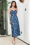 Abito da festa Boho floreale blu nero