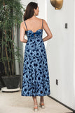 Abito da festa Boho floreale blu nero