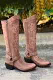 Stivali a metà polpaccio Cowgirl Boho blu ricamato