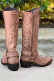 Stivali a metà polpaccio Cowgirl Boho blu ricamato