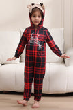 Pigiama rosso di buon Natale per la famiglia con cappuccio un pezzo Pjs Holiday Pigiama Set