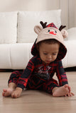 Pigiama rosso di buon Natale per la famiglia con cappuccio un pezzo Pjs Holiday Pigiama Set