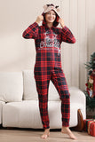 Pigiama rosso di buon Natale per la famiglia con cappuccio un pezzo Pjs Holiday Pigiama Set