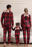 Pigiama rosso di buon Natale per la famiglia con cappuccio un pezzo Pjs Holiday Pigiama Set