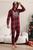 Pigiama rosso di buon Natale per la famiglia con cappuccio un pezzo Pjs Holiday Pigiama Set
