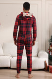 Pigiama rosso di buon Natale per la famiglia con cappuccio un pezzo Pjs Holiday Pigiama Set