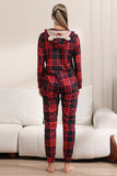 Pigiama rosso di buon Natale per la famiglia con cappuccio un pezzo Pjs Holiday Pigiama Set
