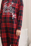 Pigiama rosso di buon Natale per la famiglia con cappuccio un pezzo Pjs Holiday Pigiama Set