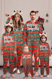 Pigiama di famiglia coordinato Plaid stampato con fiocco di neve rosso verde rosso