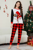 Nero Rosso Manica Lunga Pantaloni Plaid Pigiama Di Natale Set