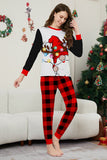 Nero Rosso Manica Lunga Pantaloni Plaid Pigiama Di Natale Set