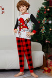 Nero Rosso Manica Lunga Pantaloni Plaid Pigiama Di Natale Set