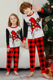 Nero Rosso Manica Lunga Pantaloni Plaid Pigiama Di Natale Set
