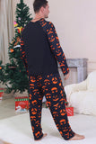 Pigiama di Halloween per famiglie a maniche lunghe stampato blu navy