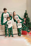 Set di pigiami coordinati con stampa natalizia verde scuro Santa Family
