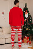Pigiama abbinato per famiglia di Natale a maniche lunghe con albero con stampa rossa