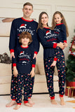 Navy Merry Christmas Print Famiglia Pigiama Coordinato Set