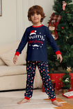 Navy Merry Christmas Print Famiglia Pigiama Coordinato Set