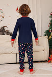 Navy Merry Christmas Print Famiglia Pigiama Coordinato Set