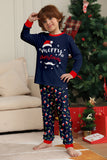 Navy Merry Christmas Print Famiglia Pigiama Coordinato Set