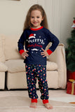 Navy Merry Christmas Print Famiglia Pigiama Coordinato Set