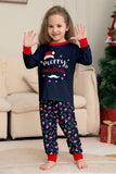 Navy Merry Christmas Print Famiglia Pigiama Coordinato Set