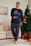 Navy Merry Christmas Print Famiglia Pigiama Coordinato Set