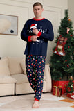 Navy Merry Christmas Print Famiglia Pigiama Coordinato Set