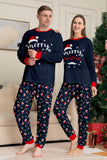Navy Merry Christmas Print Famiglia Pigiama Coordinato Set
