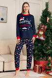 Navy Merry Christmas Print Famiglia Pigiama Coordinato Set