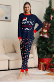 Navy Merry Christmas Print Famiglia Pigiama Coordinato Set