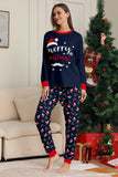Navy Merry Christmas Print Famiglia Pigiama Coordinato Set