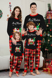 Nero Rosso Stampa Buon Natale Plaid Famiglia Pigiama Coordinato Set