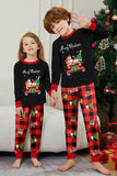 Nero Rosso Stampa Buon Natale Plaid Famiglia Pigiama Coordinato Set