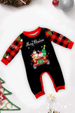 Nero Rosso Stampa Buon Natale Plaid Famiglia Pigiama Coordinato Set