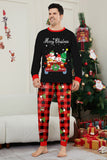 Nero Rosso Stampa Buon Natale Plaid Famiglia Pigiama Coordinato Set