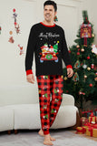 Nero Rosso Stampa Buon Natale Plaid Famiglia Pigiama Coordinato Set