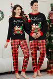 Nero Rosso Stampa Buon Natale Plaid Famiglia Pigiama Coordinato Set