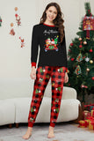 Nero Rosso Stampa Buon Natale Plaid Famiglia Pigiama Coordinato Set