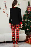 Nero Rosso Stampa Buon Natale Plaid Famiglia Pigiama Coordinato Set