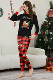 Nero Rosso Stampa Buon Natale Plaid Famiglia Pigiama Coordinato Set