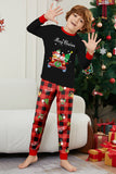Nero Rosso Stampa Buon Natale Plaid Famiglia Pigiama Coordinato Set