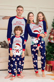 Pigiama coordinato per la famiglia di Natale con stampa pupazzo di neve grigio blu