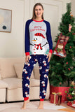 Pigiama coordinato per la famiglia di Natale con stampa pupazzo di neve grigio blu